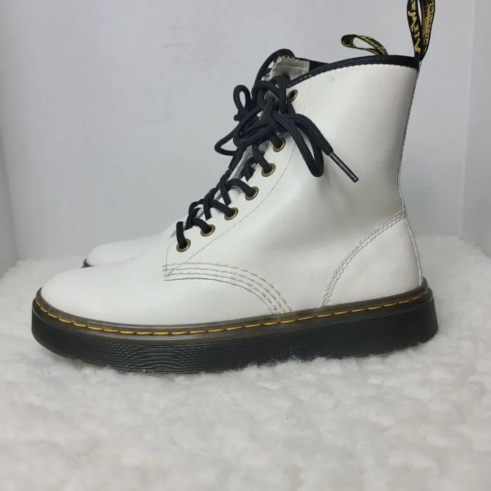 Dr. Martens Women's Size 6 Zavala White Leather Lace Up Combat Boots